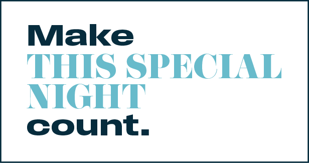 Ein Header mit der Aufschrift "Make this special night count"